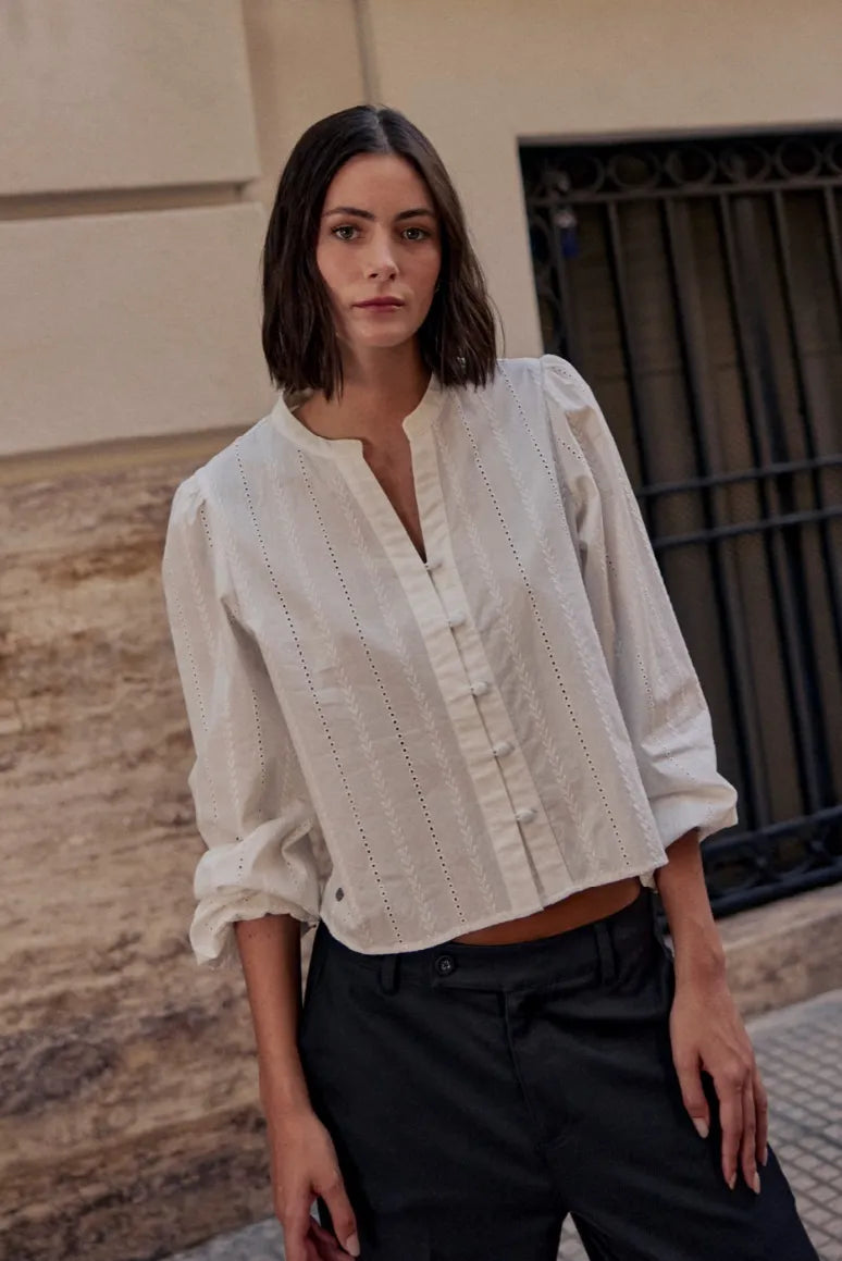 Blusa manga larga Nacar blanco - Algodón orgánico - Frøens