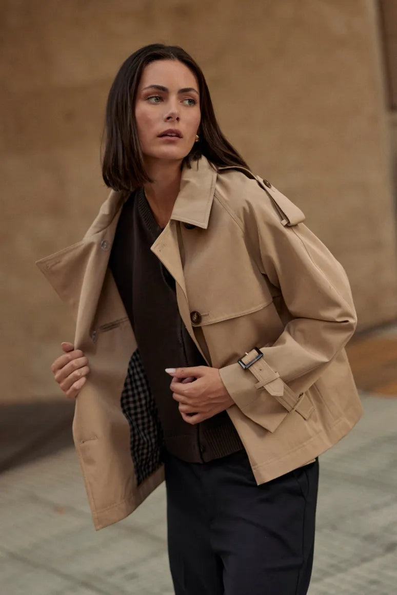 Chaqueta mujer Trench beige - Algodón orgánico - Frøens