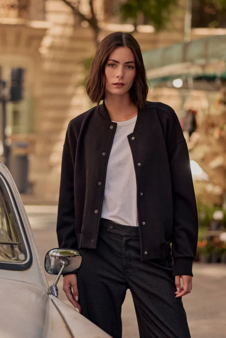 Polerón mujer Bomber negro - Algodón orgánico - Frøens