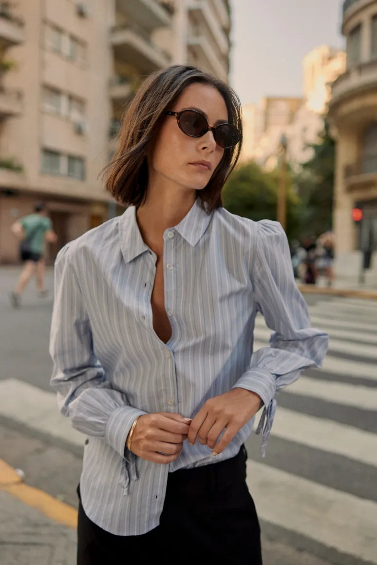 Blusa manga larga Poppy celeste - Algodón orgánico - Frøens