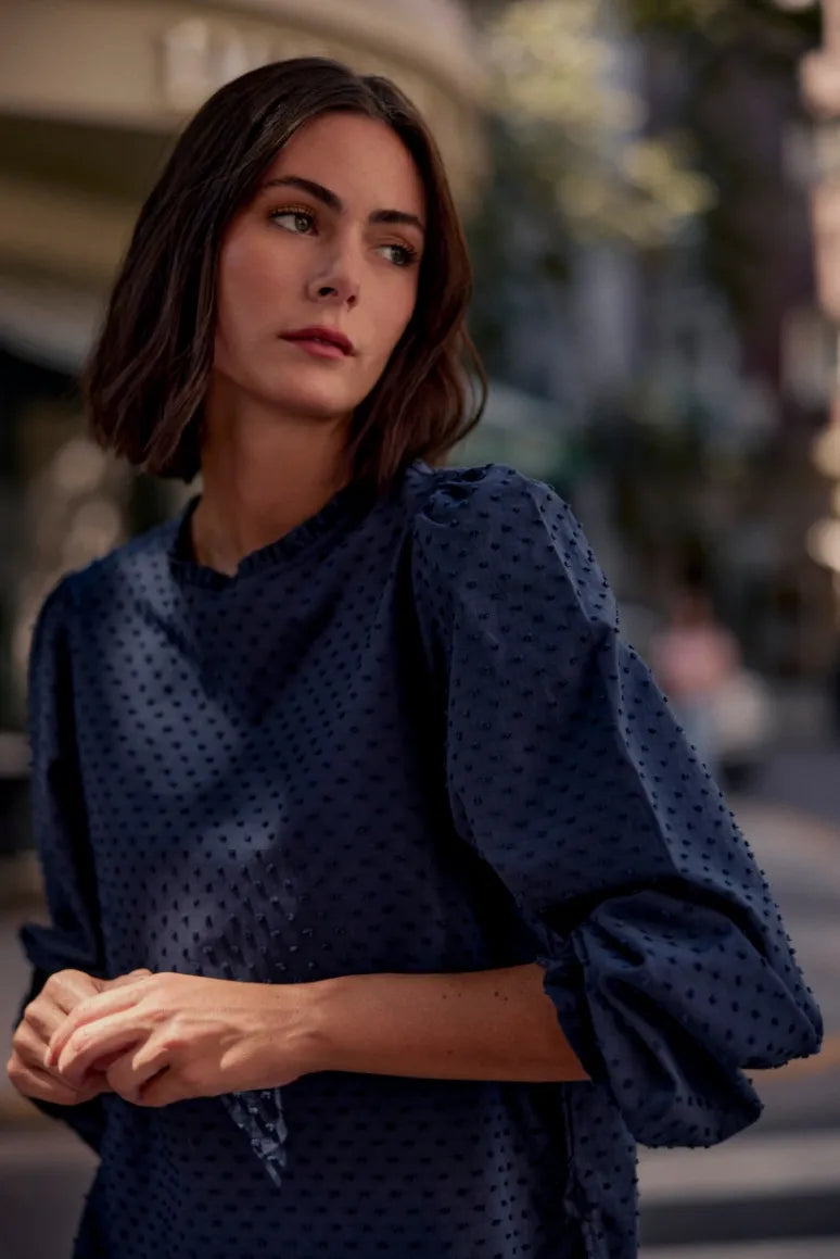 Blusa manga larga Bou azul - Algodón orgánico - Frøens