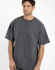 Polera manga corta hombre Oversize grafito - Algodón orgánico