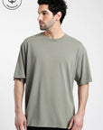 Polera manga corta hombre Oversize verde - Algodón orgánico