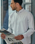 Label - Camisa manga larga oxford gris