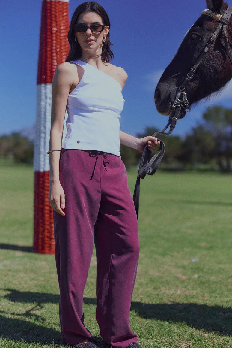 Pantalón mujer coral burdeo Froens