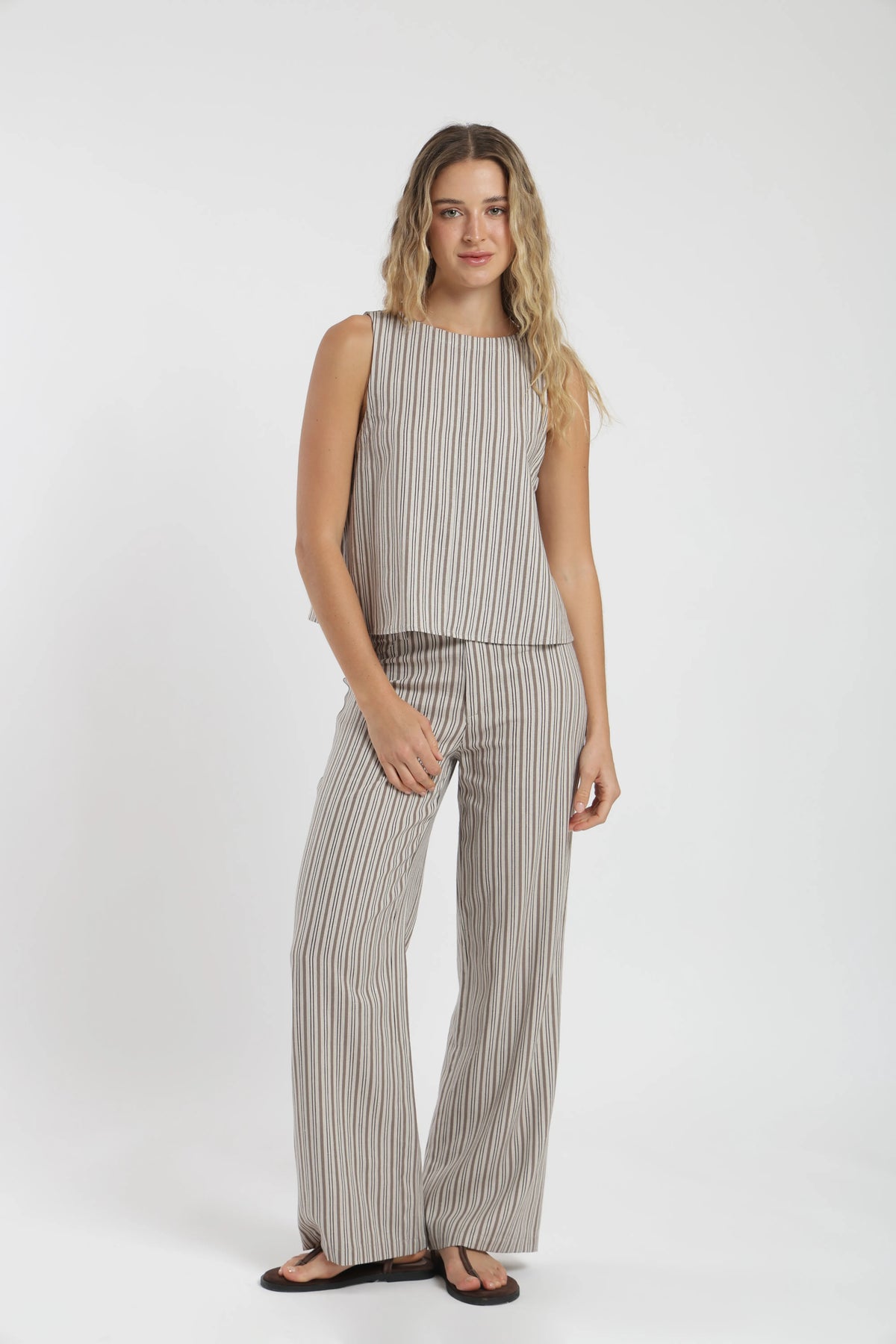 Pantalón mujer faro stripes beige Froens