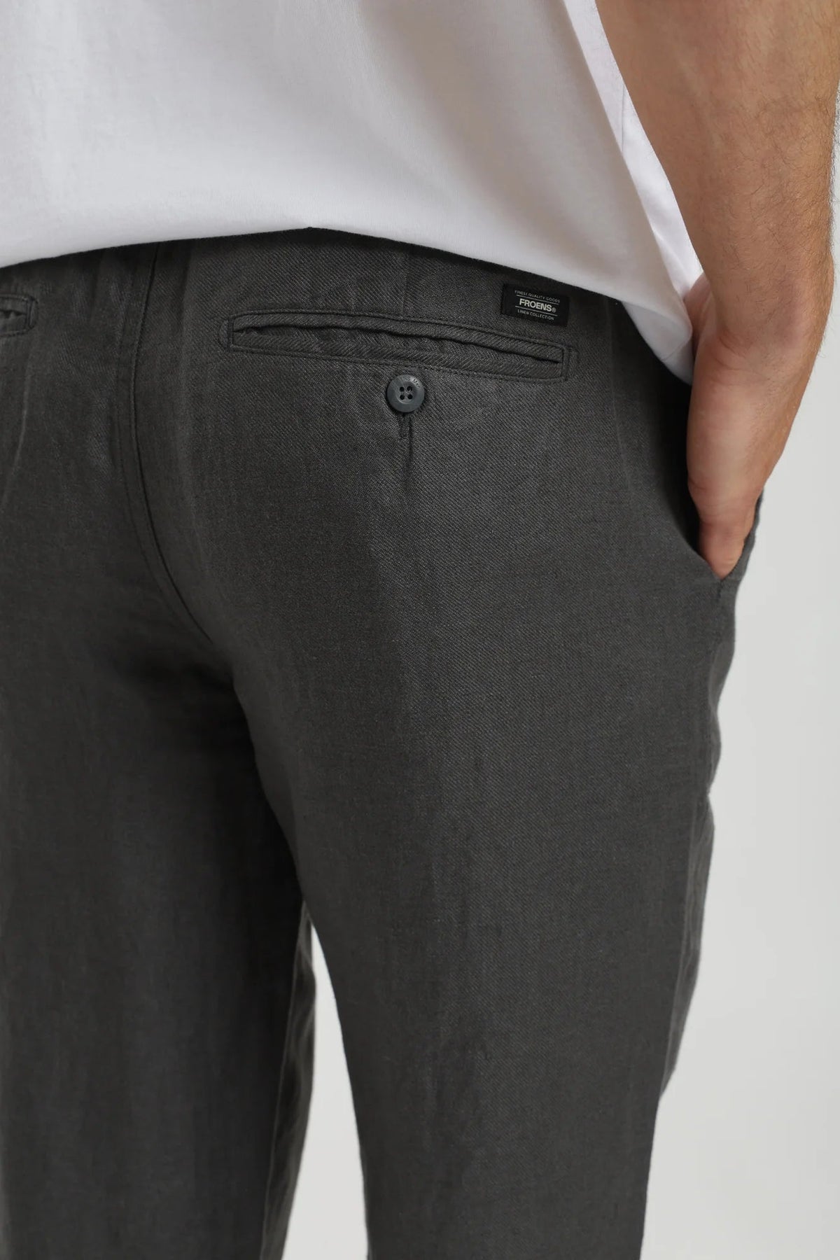 Pantalón hombre lino grafito Froens