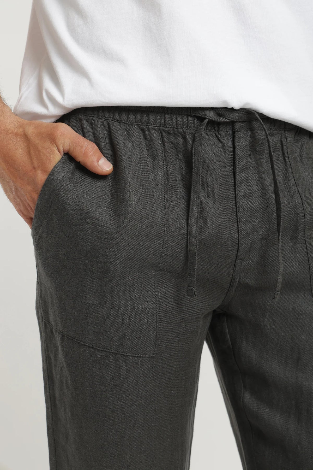 Pantalón hombre lino grafito Froens