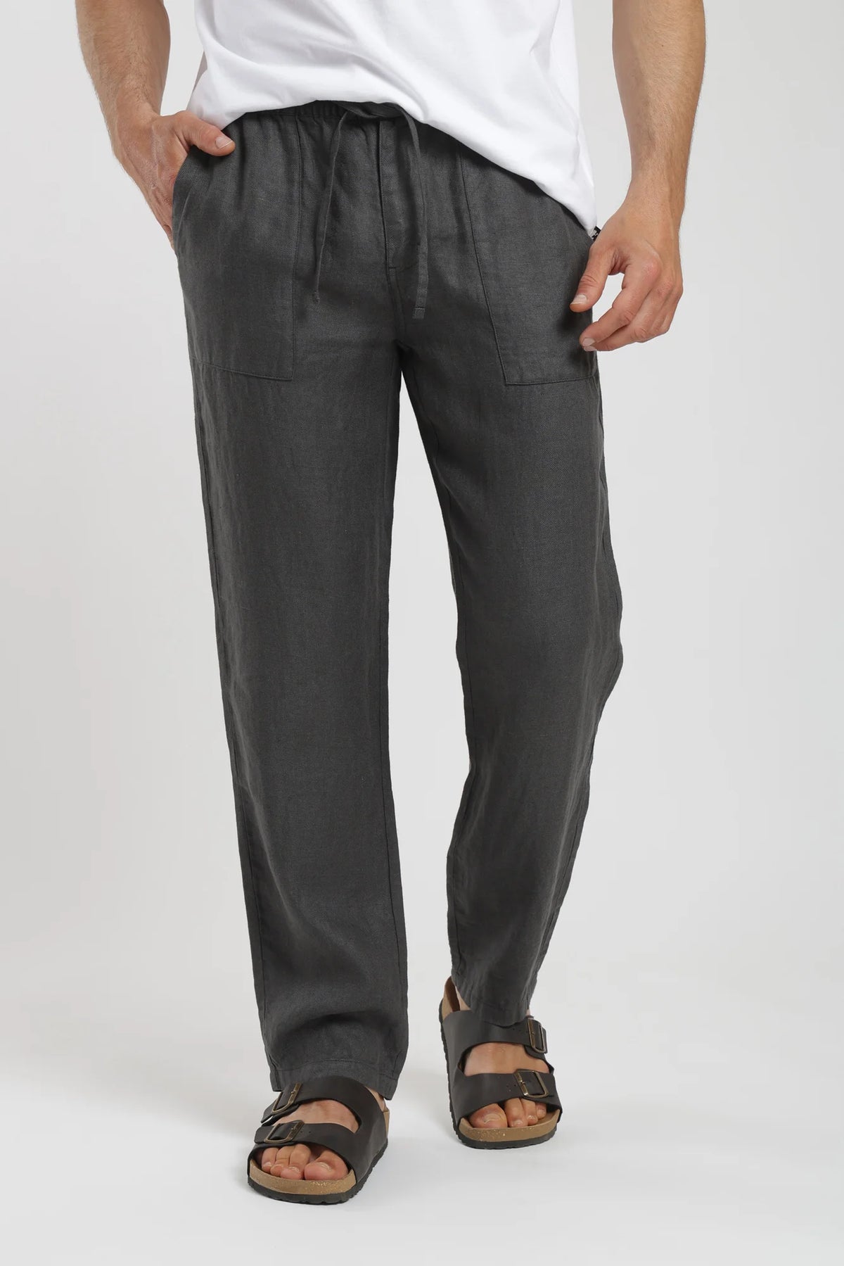 Pantalón hombre lino grafito Froens