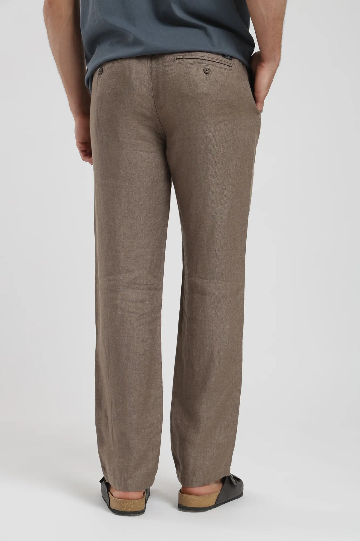 Pantalón hombre lino taupe Froens
