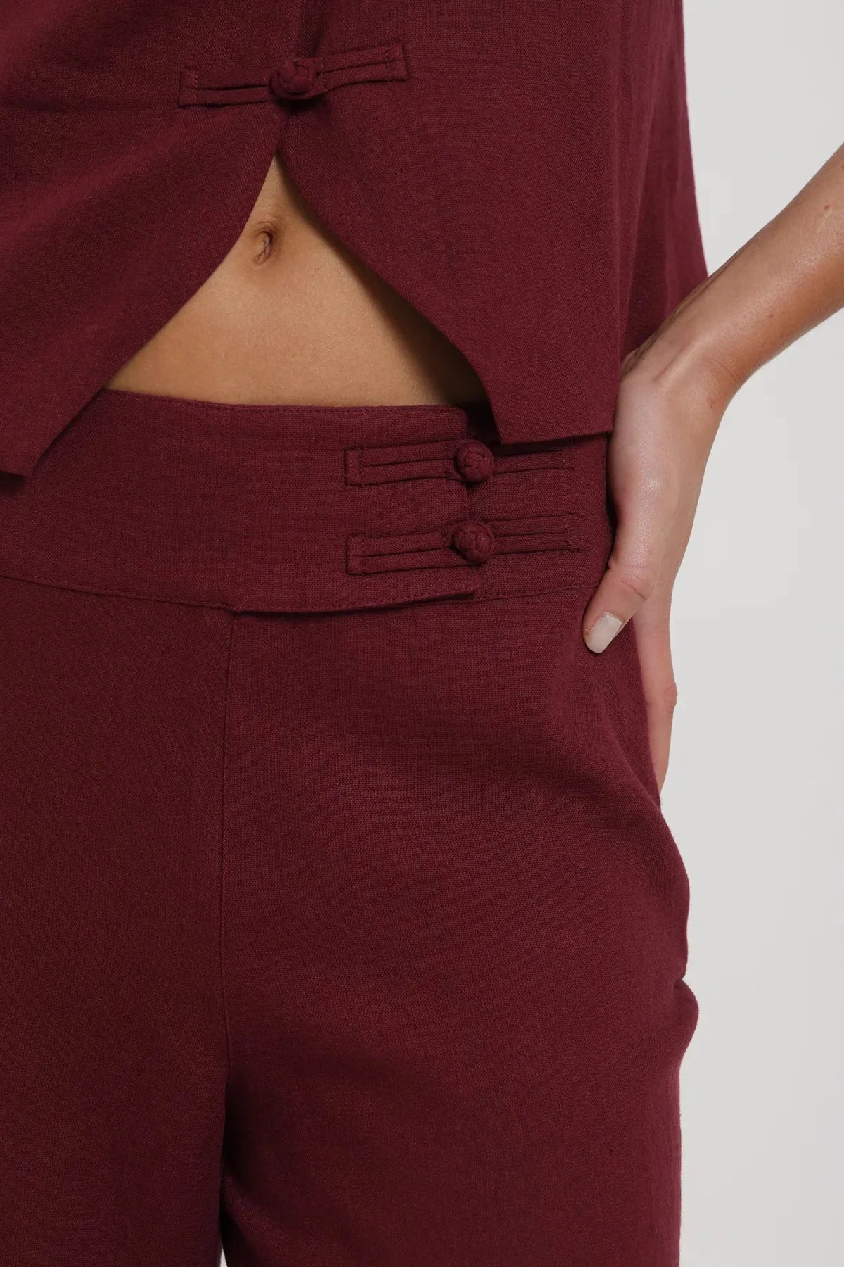 Pantalón mujer Luna burdeo Froens