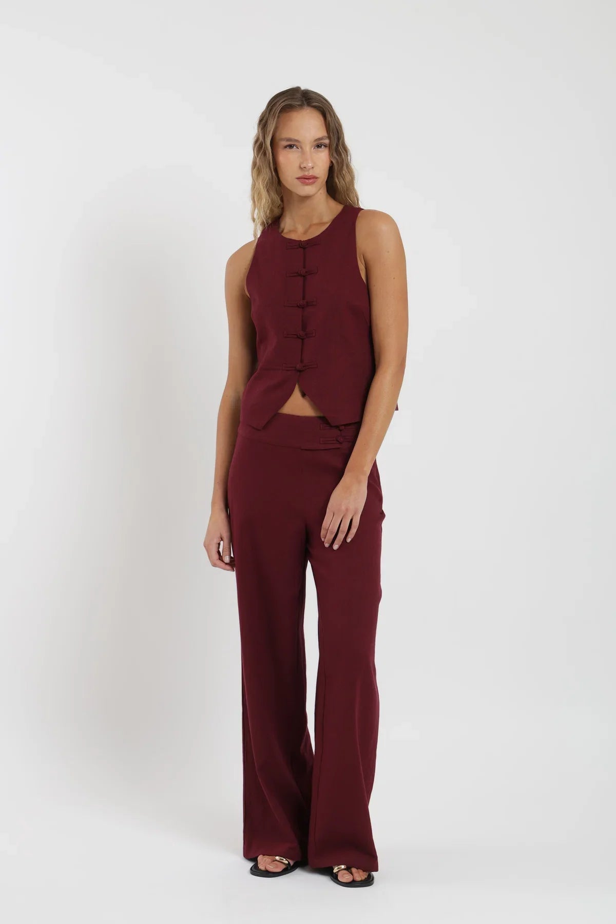 Pantalón mujer Luna burdeo Froens