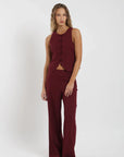 Pantalón mujer Luna burdeo Froens