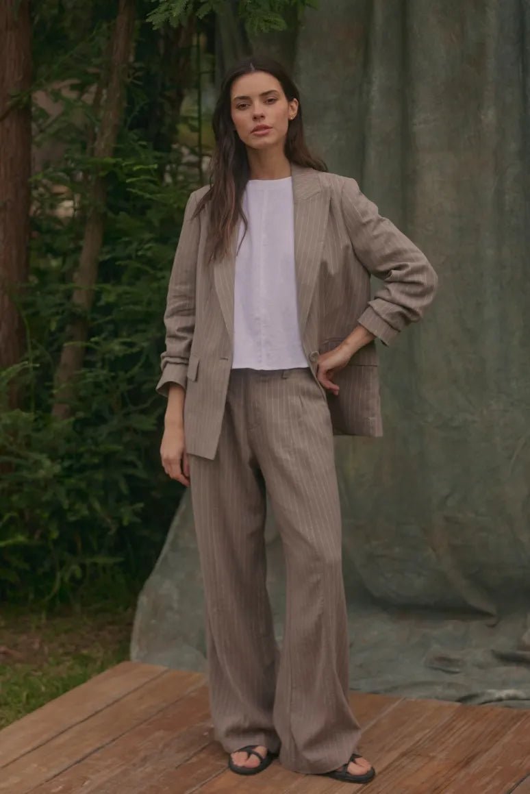 Pantalón mujer docas rayas café - Froens