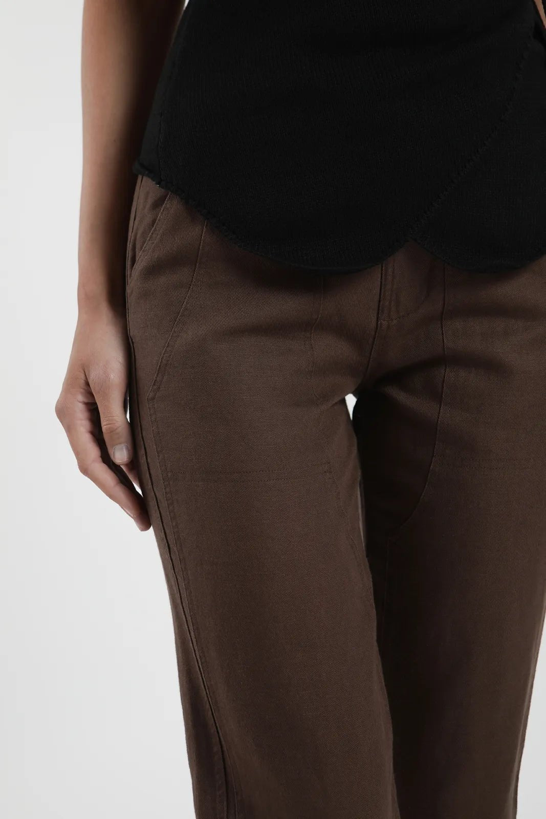 Pantalón mujer Iris café - Lino - Frøens