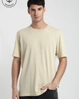 Polera manga corta hombre Palm beige - Algodón orgánico