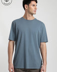 Polera manga corta hombre Plain azul - Algodón orgánico