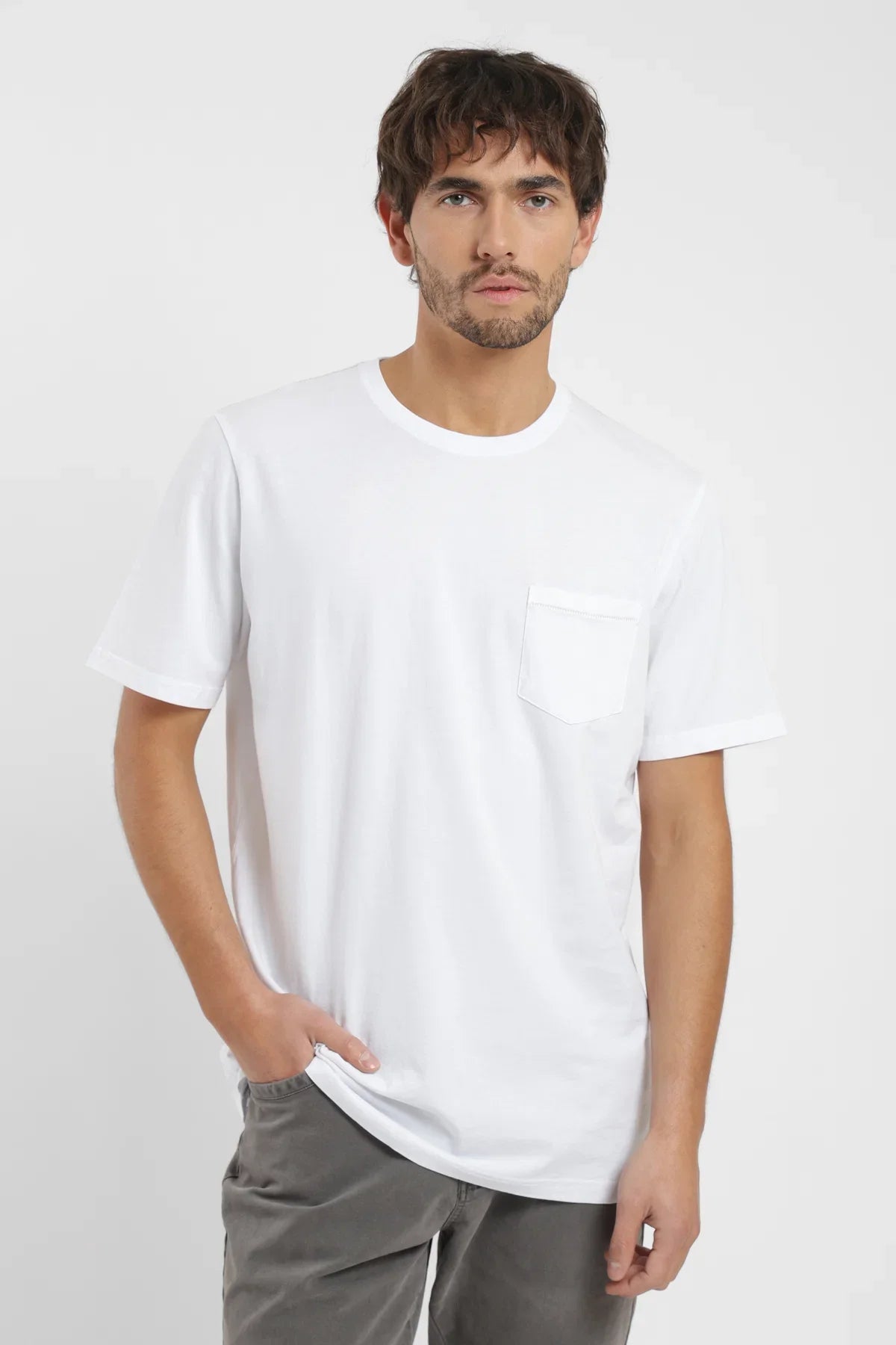 Polera manga corta hombre Bolsillo stitch blanco Froens