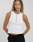 Polera sin mangas mujer Botones blanco Froens