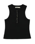 Polera sin mangas mujer Botones negro Froens