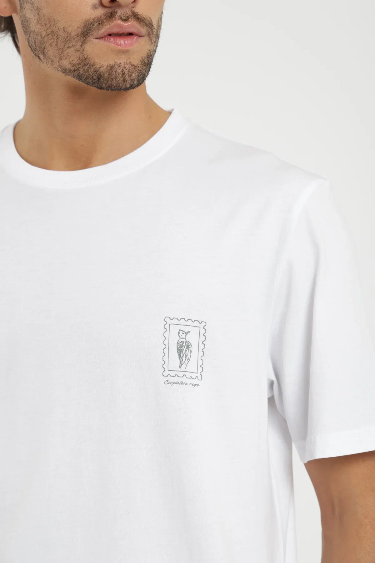 Polera manga corta hombre Carpintero blanco Froens