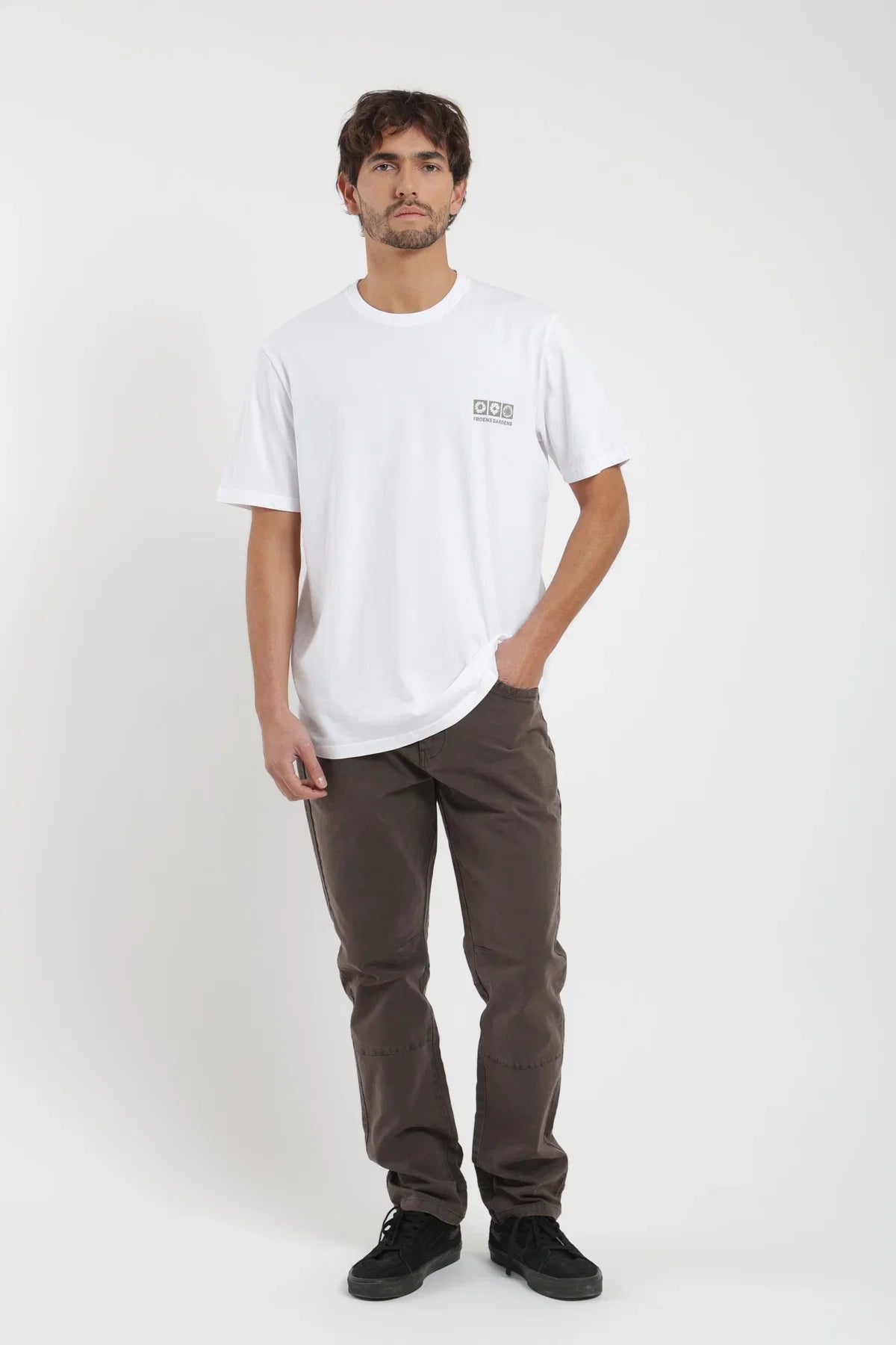 Polera manga corta hombre Flores blanco Froens