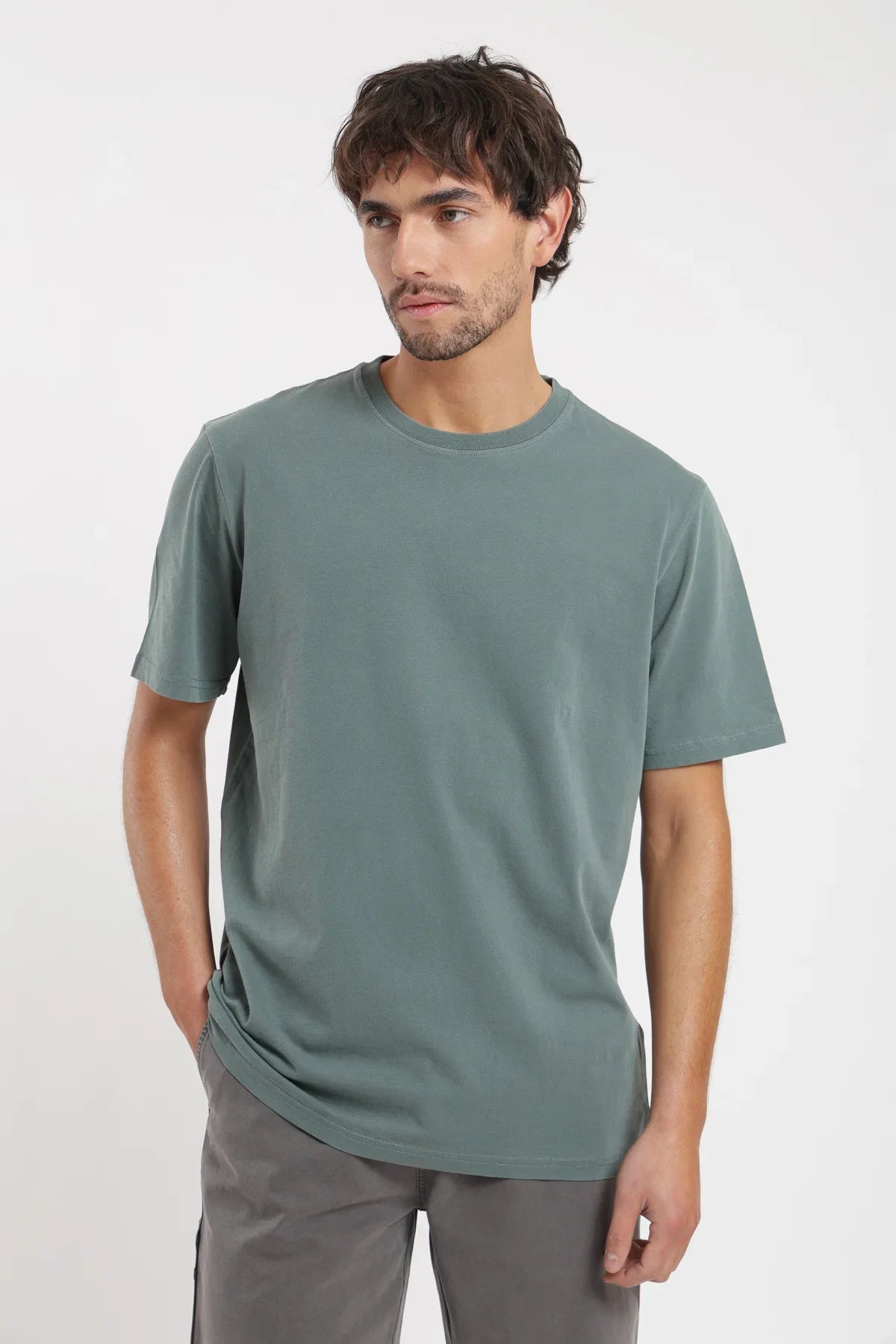 Polera manga corta hombre Plain verde oscuro Froens