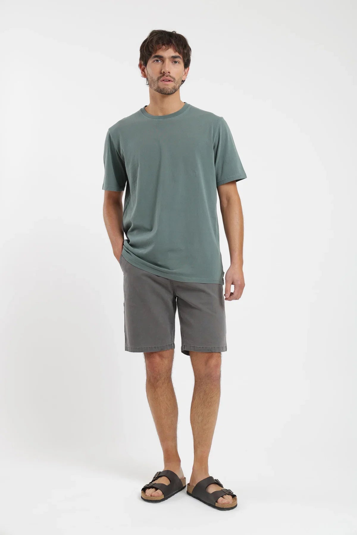 Polera manga corta hombre Plain verde oscuro Froens