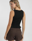 Polera sin mangas mujer buzios negro Froens