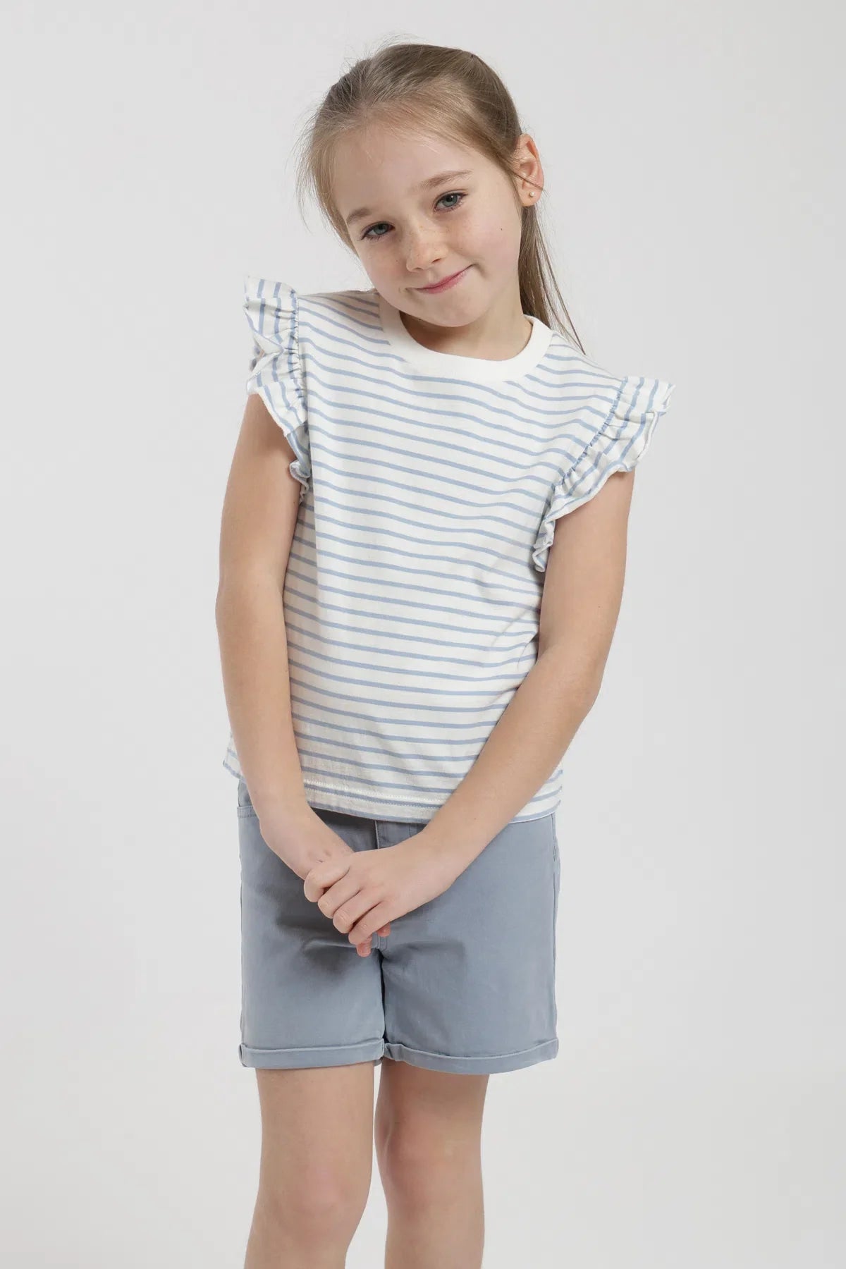 Polera Vuelos Kids rayas celeste Froens