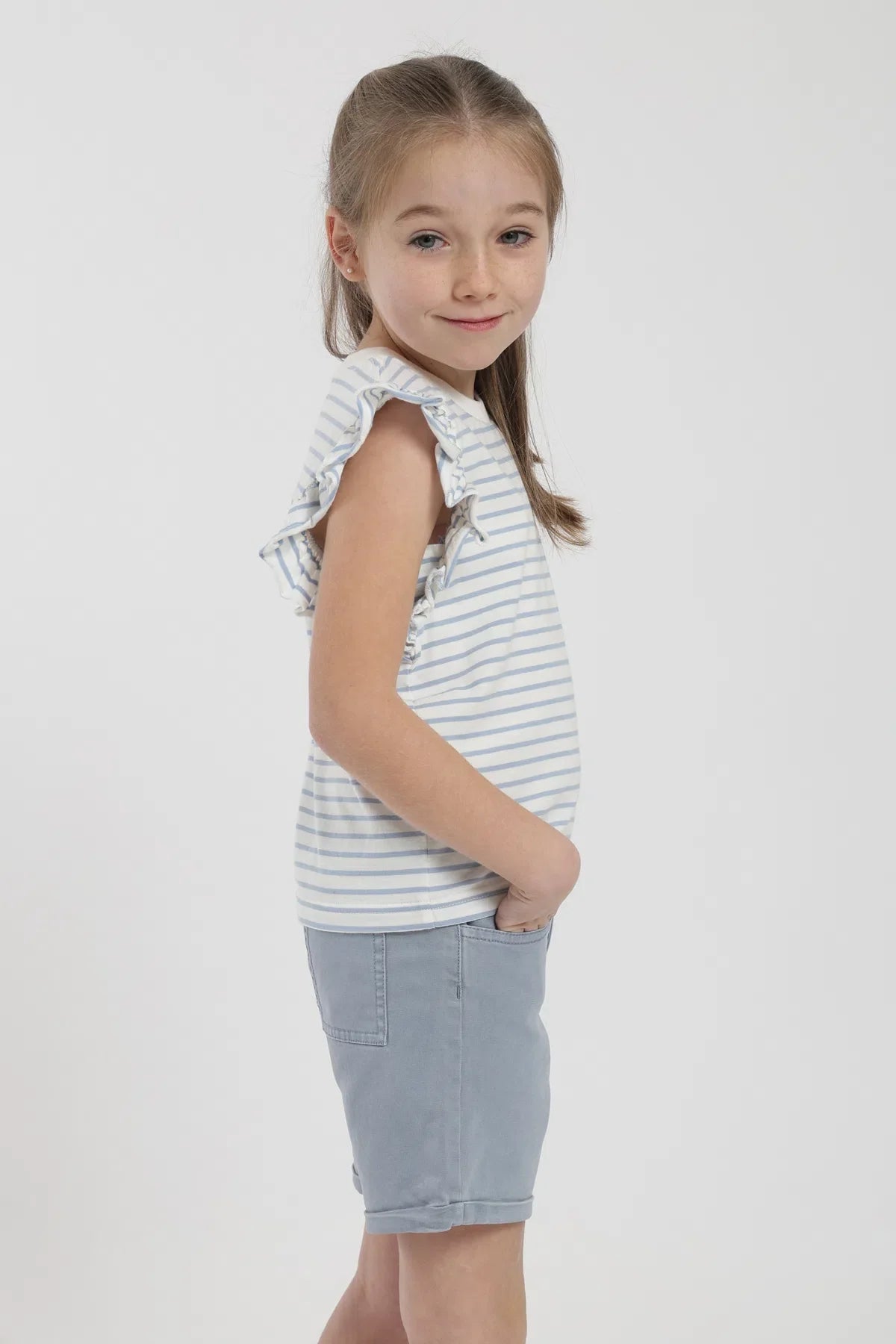 Polera Vuelos Kids rayas celeste Froens