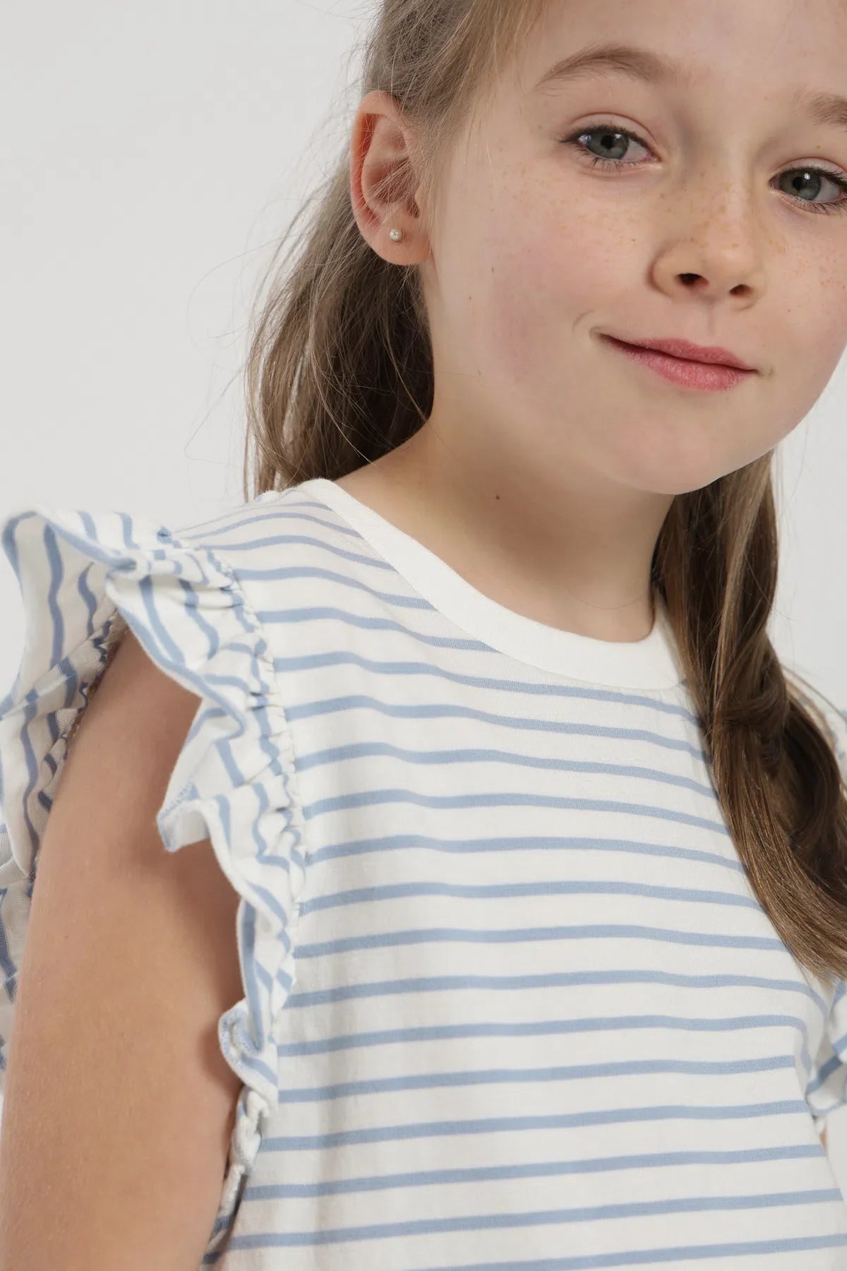 Polera Vuelos Kids rayas celeste Froens