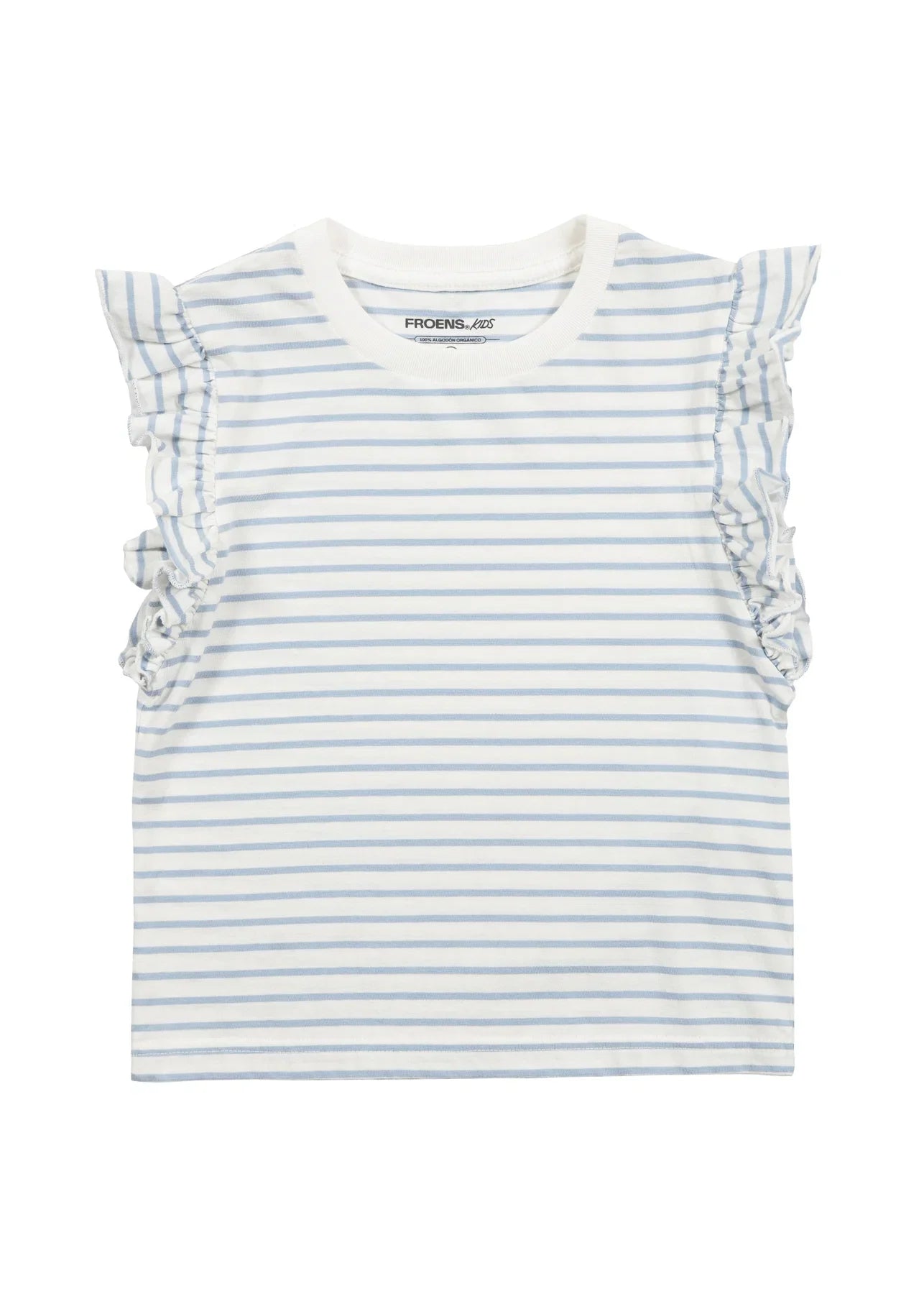 Polera manga corta kids Vuelos rayas celeste
