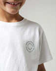 Polera manga corta kids Logo text blanco - Algodón orgánico