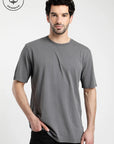 Polera manga corta hombre Plain gris - Algodón orgánico