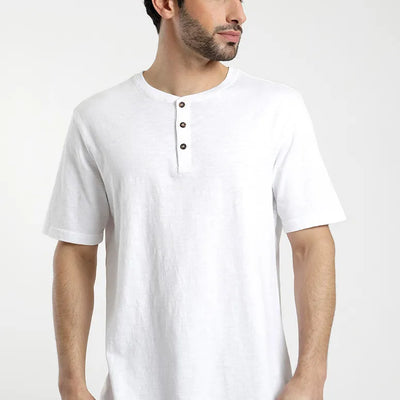 Polera manga corta hombre Mao blanco - Algodón orgánico