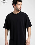 Polera manga corta hombre Oversize negro - Algodón orgánico