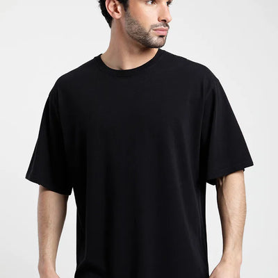 Polera manga corta hombre Oversize negro - Algodón orgánico