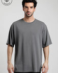 Polera manga corta hombre Oversize gris - Algodón orgánico