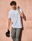 Polera manga corta hombre Palmera blanca - Algodón orgánico