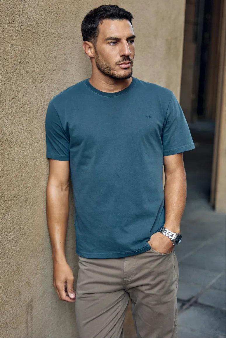 Label - Polera manga corta hombre slim azul