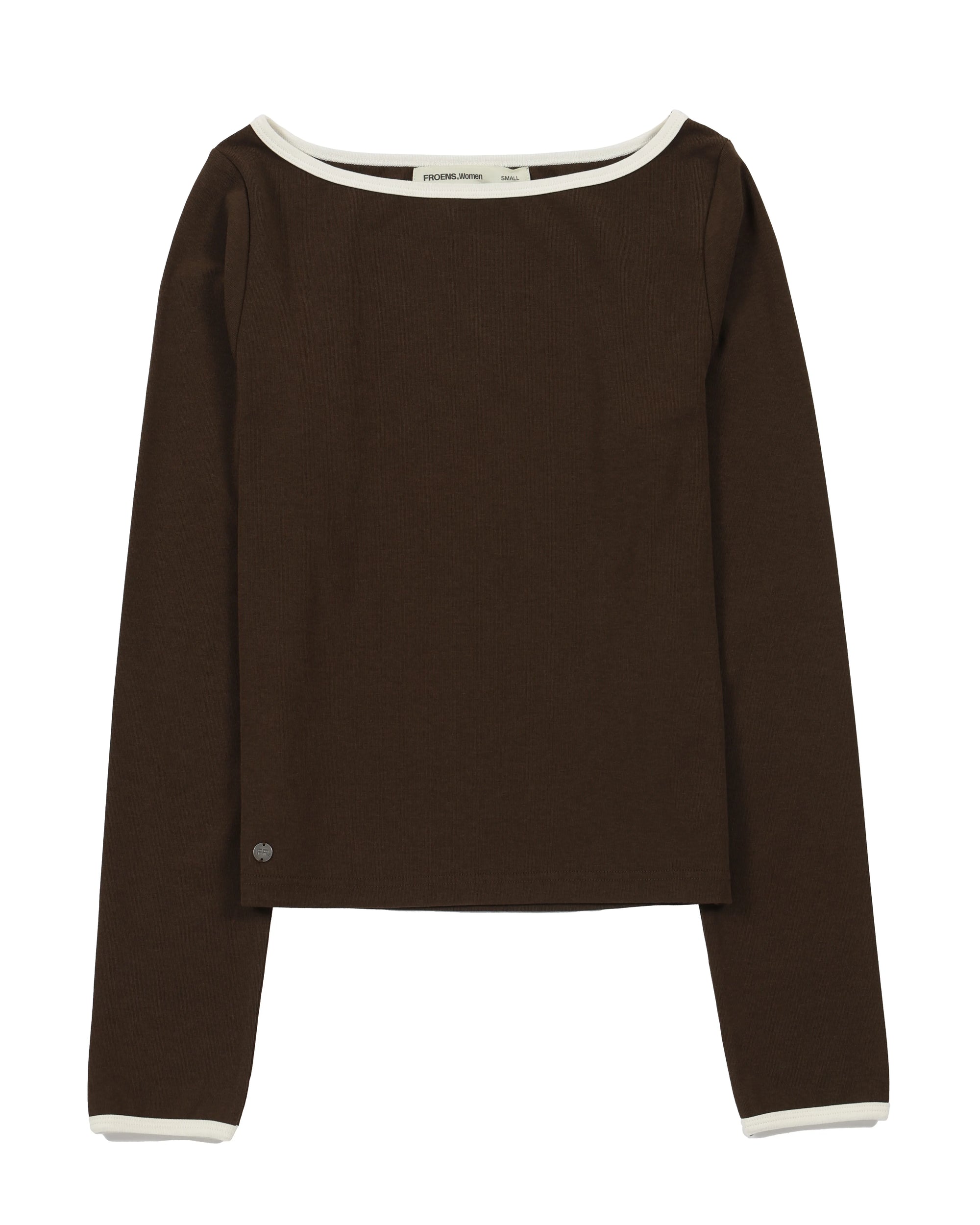 Polera manga larga mujer Cuello bote café