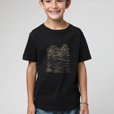 Polera manga corta kids Punta de lobos negro - Algodón orgánico