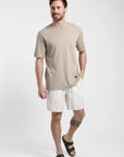 Polera manga corta hombre Plain beige - Algodón orgánico