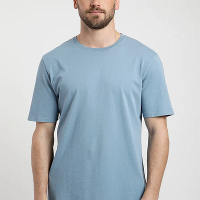 Polera manga corta hombre Plain celeste - Algodón orgánico