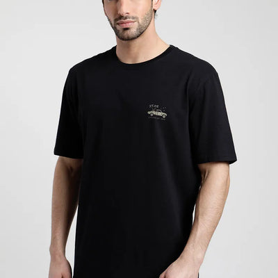 Polera manga corta hombre Roadtrip negro - Algodón orgánico