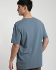 Polera manga corta hombre Plain azul - Algodón orgánico