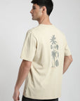 Polera manga corta hombre Palm beige - Algodón orgánico