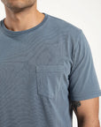 Polera manga corta hombre Bolsillo azul - Algodón orgánico