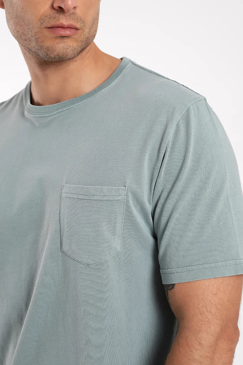 Polera manga corta hombre Bolsillo petróleo - Algodón orgánico - Frøens